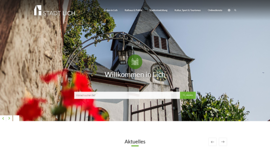 Startseite von der Homepage