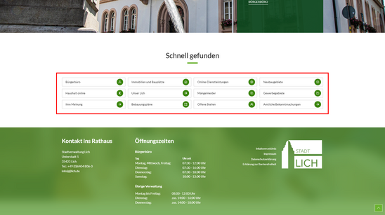 Links auf der Startseite